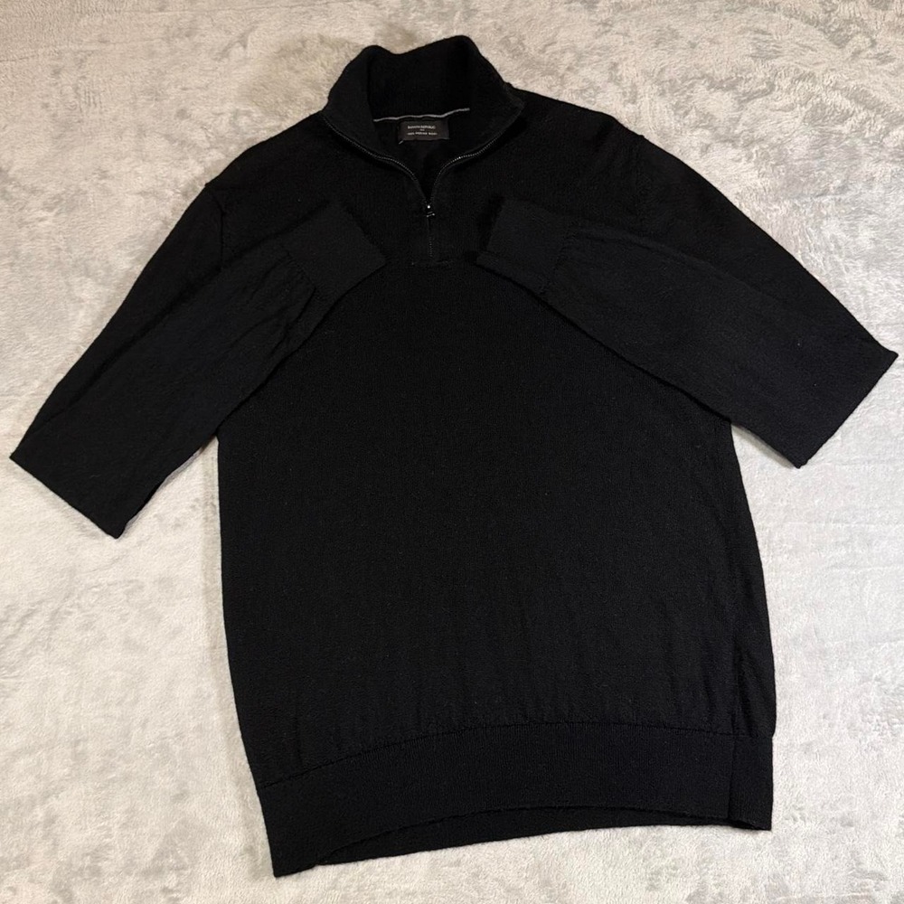 Banana Republic Merino Wool Quarter-Zip Sweater | Black | Medium